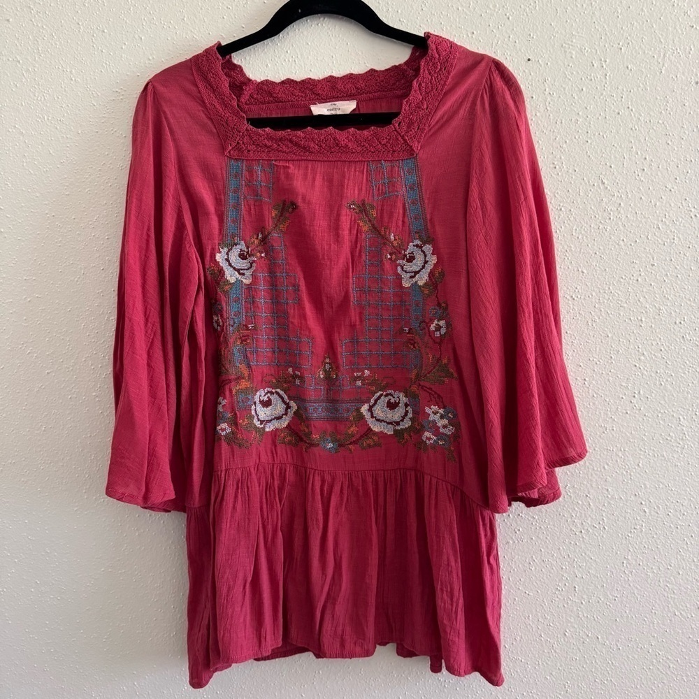 Entro Embroidered Peasant Tunic Top - Size Small